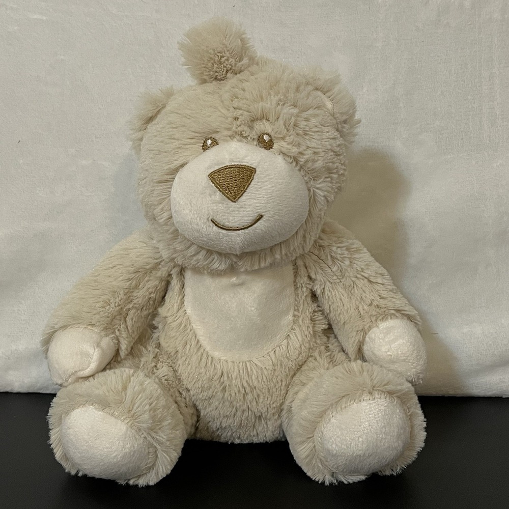 Little & Loved Beige Bear Fuzzy Plush Lovey Rattle Stuffed Animal 8"